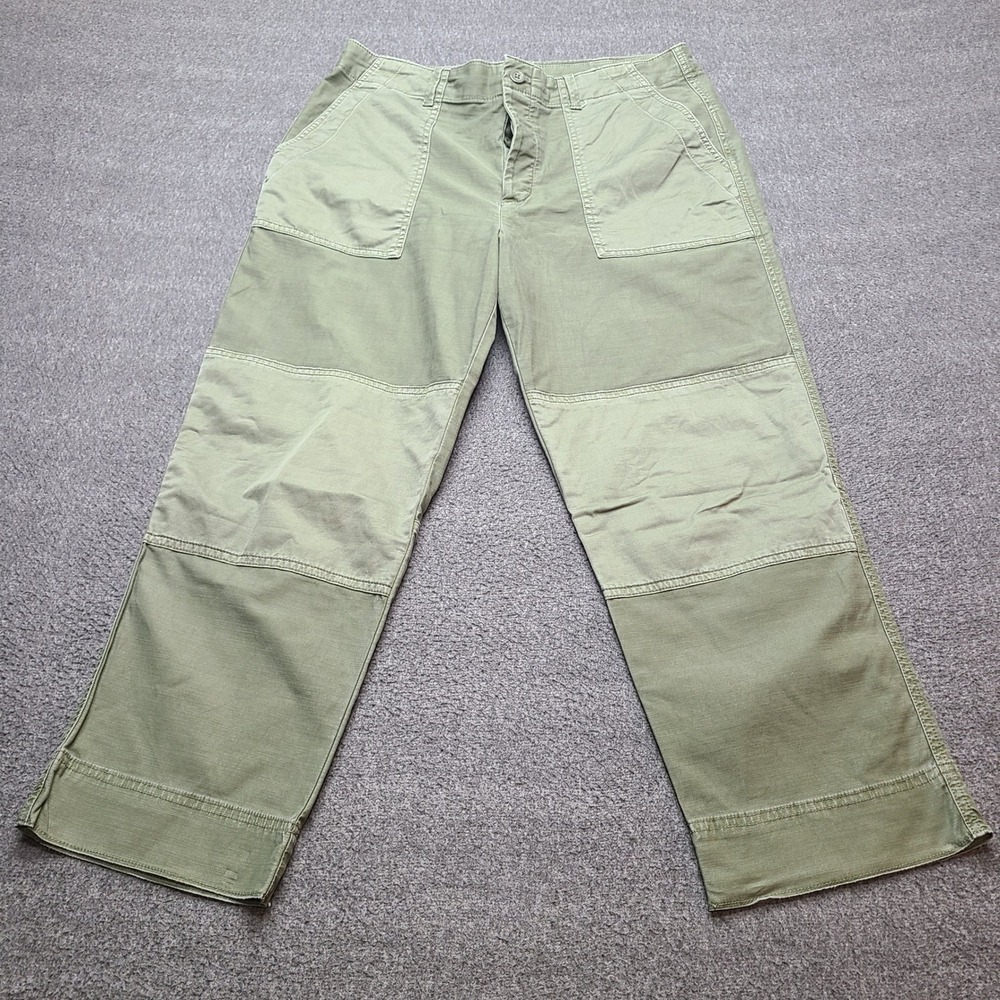 GAP Utility Pants Womens 12 Green Excellent High Rise Button Fly Straight Leg